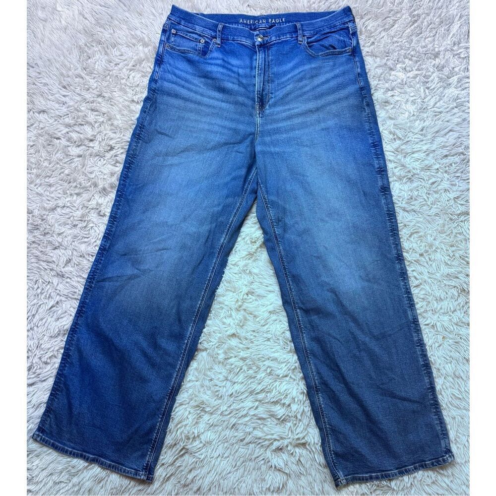 Women’s American Eagle Wide Leg Baggy Stretch Jeans Plus Size 20 Long